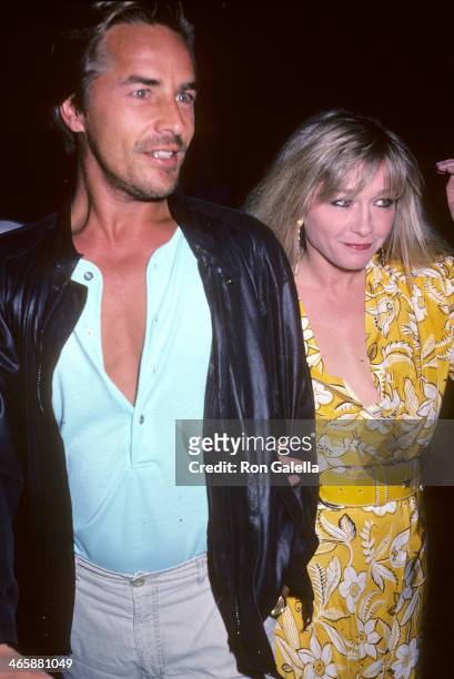 Actor Don Johnson and actress Patti D'Arbanville on June 13, 1985 at the Le Parker Meridian Hotel in New York City.