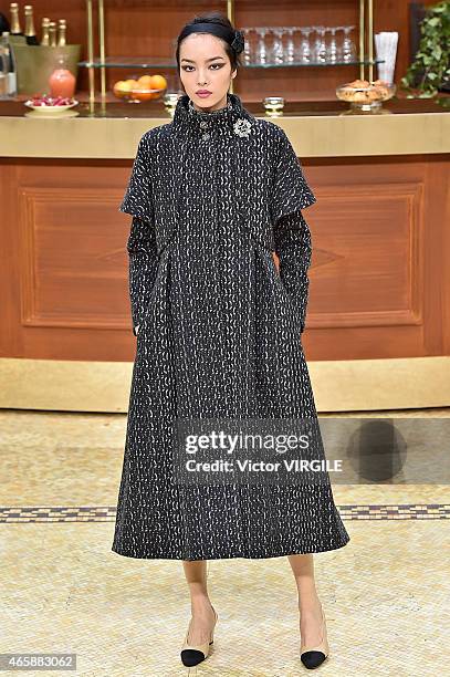 Fei Fei Sun walks the runway during the Chanel show as part of the Paris Fashion Week Womenswear Fall/Winter 2015/2016 on March 10, 2015 in Paris,...