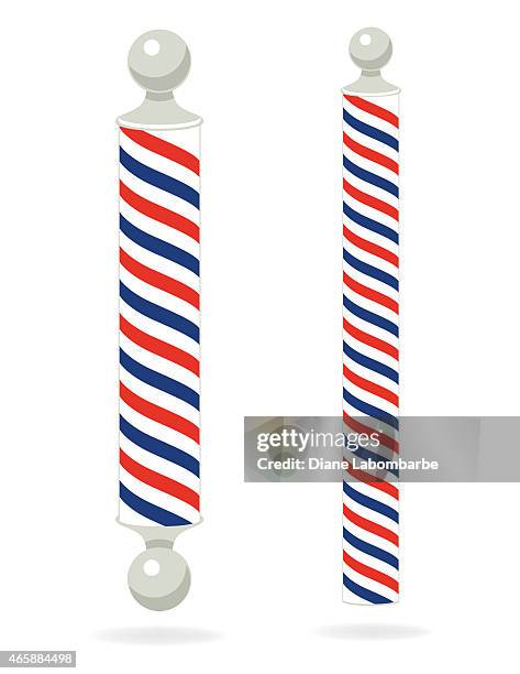 two red,white,blue, barber poles - barber pole stock illustrations