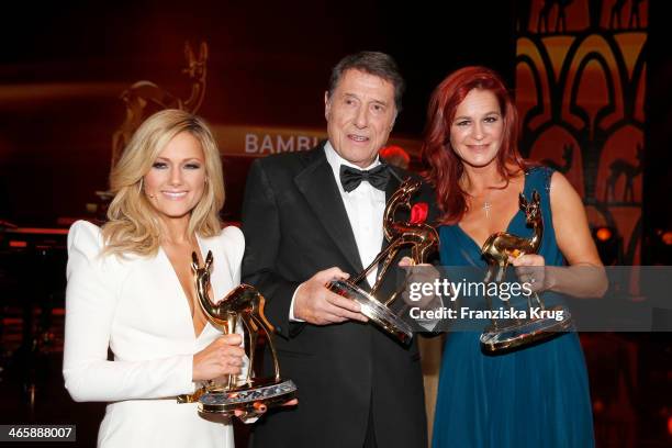 Helene Fischer, Udo Juergens and Andrea Berg attend the Bambi Awards 2013 at Stage Theater on November 14, 2013 in Berlin, Germany.