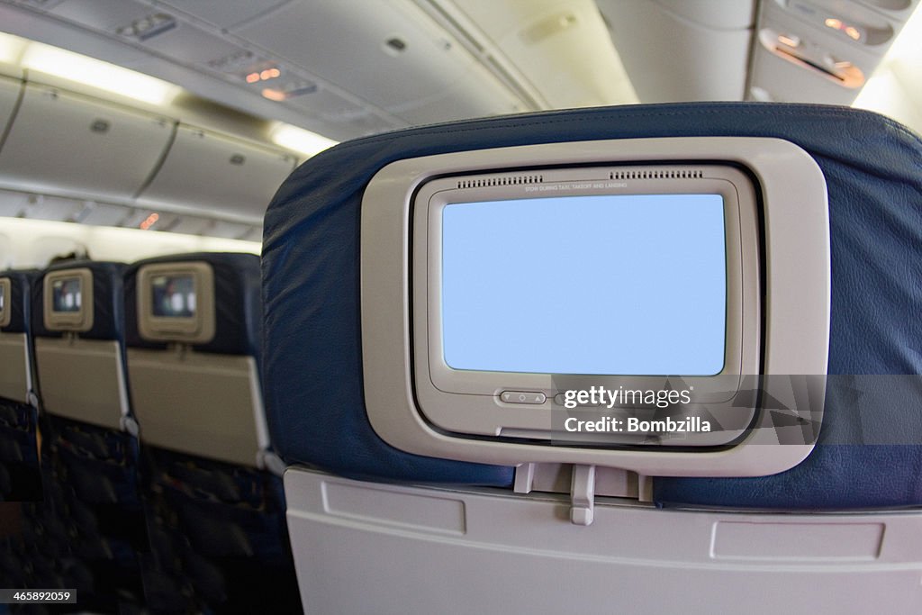 Airline video screen on back of seat