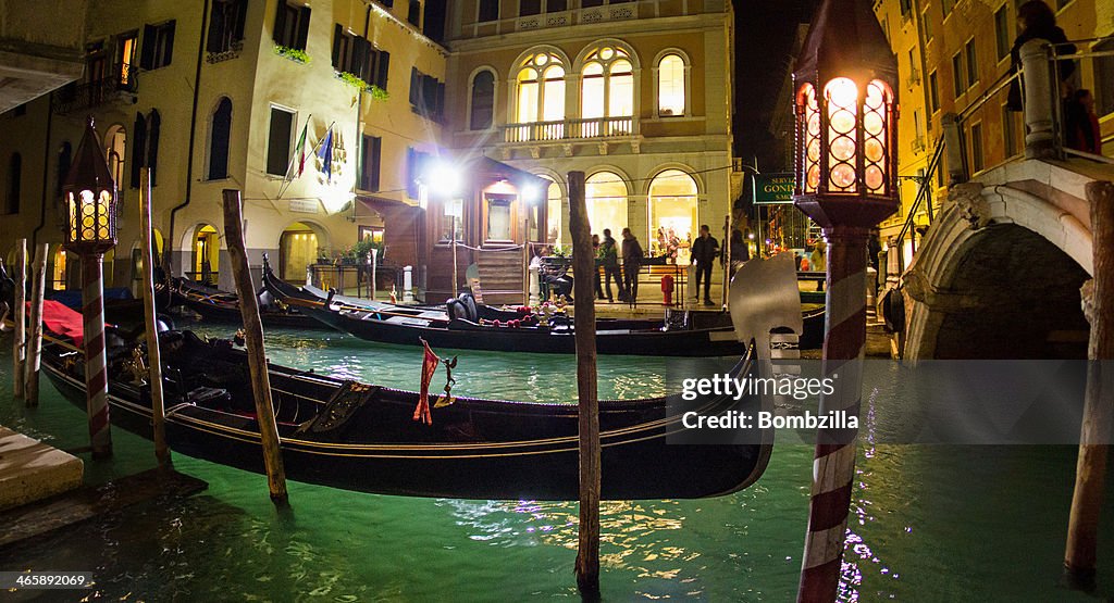 Gondolas on the canal, Venice, Italy