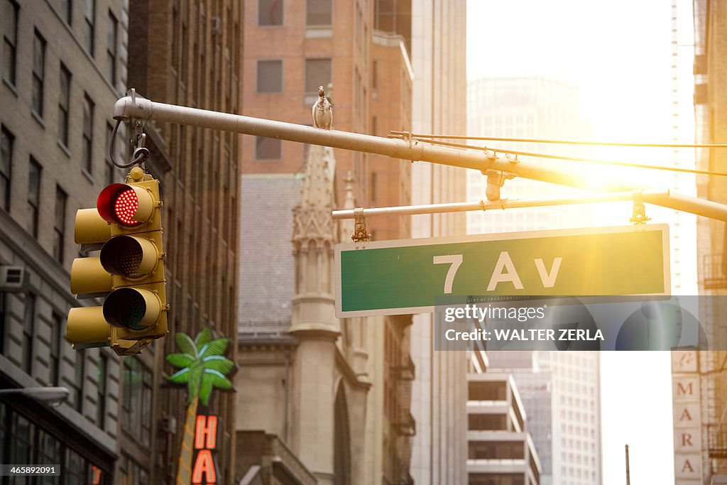 Close up of 7th Avenue sign, New York, New York State, USA