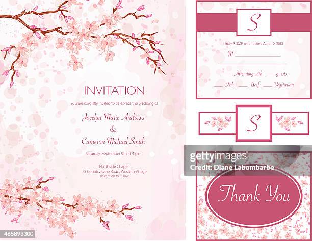 桜のウォーターカラースタイルのウェディング招待状の設定 - 桜　イラスト点のイラスト素材／クリップアート素材／マンガ素材／アイコン素材