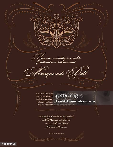 bildbanksillustrationer, clip art samt tecknat material och ikoner med masquerade mask design party invitation - maskeradmask