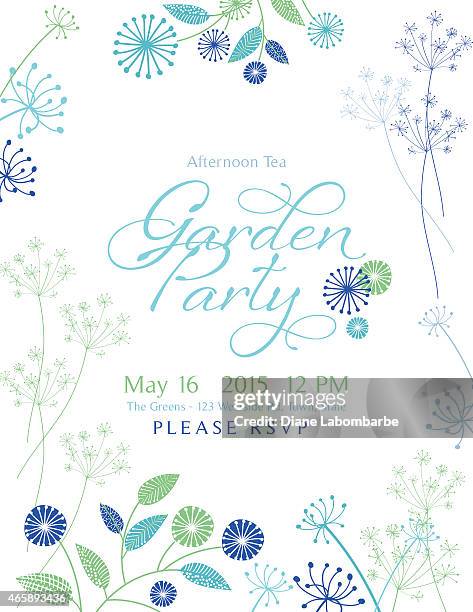ilustrações de stock, clip art, desenhos animados e ícones de flor selvagem design de convite festa de jardim - crisântemo