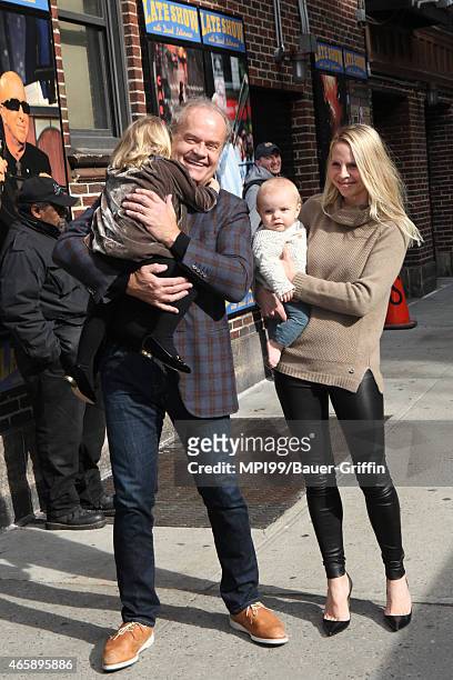 Kelsey Grammer and Kayte Grammer with children Faith Grammer and Kelsey Gabriel Elias Grammer at Late Show With David Letterman on March 11, 2015 in...