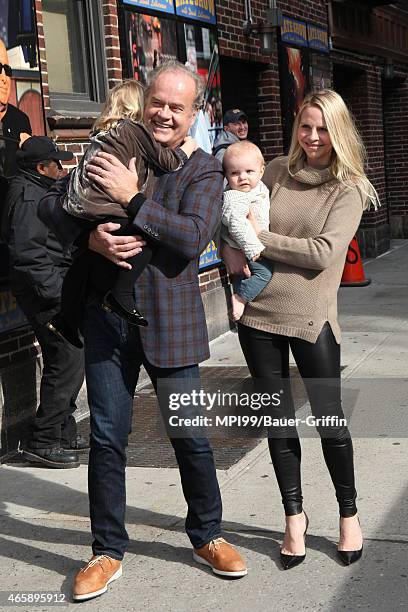 Kelsey Grammer and Kayte Grammer with children Faith Grammer and Kelsey Gabriel Elias Grammer at Late Show With David Letterman on March 11, 2015 in...