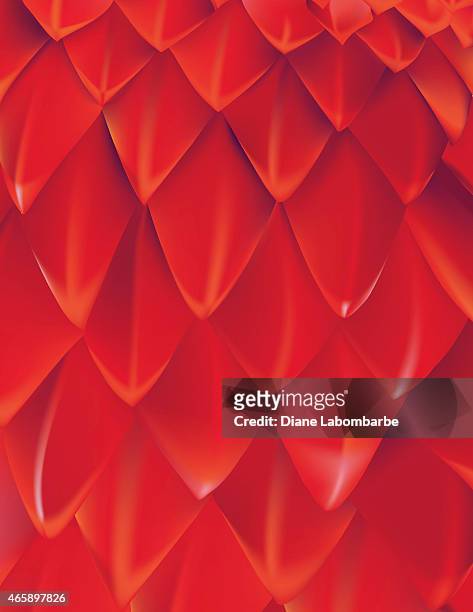 stockillustraties, clipart, cartoons en iconen met red dragon scale background with white highlights - draak