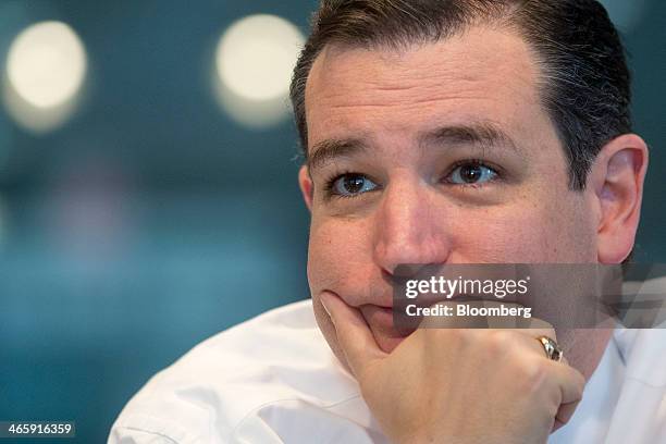 Senator Ted Cruz, a Republican from Texas, listens to a question during an interview in Washington, D.C., U.S., on Thursday, Jan. 30, 2014. Cruz...