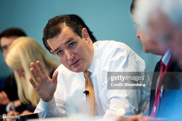 Senator Ted Cruz, a Republican from Texas, speaks during an interview in Washington, D.C., U.S., on Thursday, Jan. 30, 2014. Cruz vowed to use a...