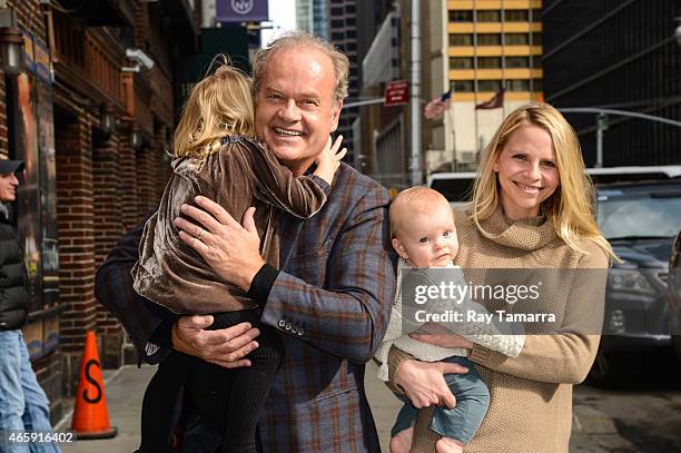 Faith Grammer, actor Kelsey Grammer, Kelsey Gabriel Elias Grammer, and Kayte Walsh enter the "Late Show With David Letterman" taping at the Ed...