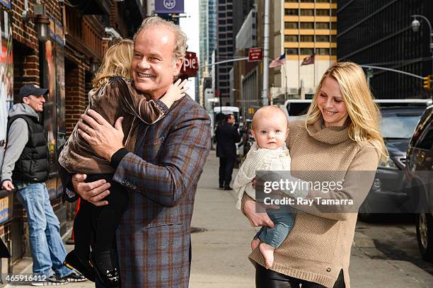 Faith Grammer, actor Kelsey Grammer, Kelsey Gabriel Elias Grammer, and Kayte Walsh enter the "Late Show With David Letterman" taping at the Ed...