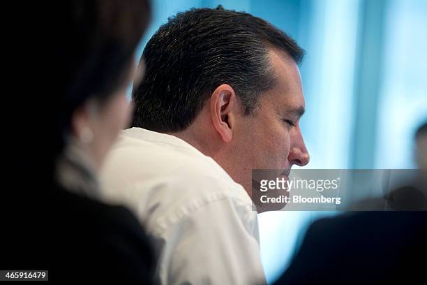 Senator Ted Cruz, a Republican from Texas, listens to a question during an interview in Washington, D.C., U.S., on Thursday, Jan. 30, 2014. Cruz...