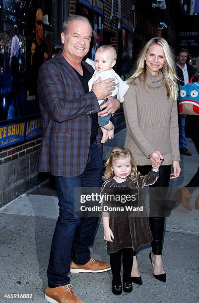 Kelsey Grammer, Kelsey Gabriel Grammer, Faith Evangeline Grammer and Kayte Grammer leave the "Late Show with David Letterman" at Ed Sullivan Theater...