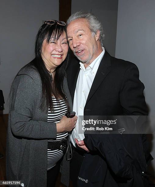 May Pang and Mark J. Plotkin attend Julian Lennon's "Horizon" Exhibition Opening at Emmanuel Fremin Gallery on March 11, 2015 in New York City.