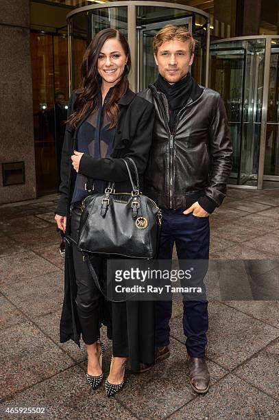 Actors Alexandra Park and William Moseley leave the Sirius XM Studios on March 11, 2015 in New York City.