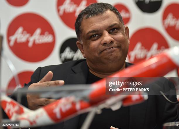 AirAsia Group CEO, Tony Fernandes speaks at a press conference in Sydney on March 12, 2015. Fernandes said he was not giving up on finding bodies...