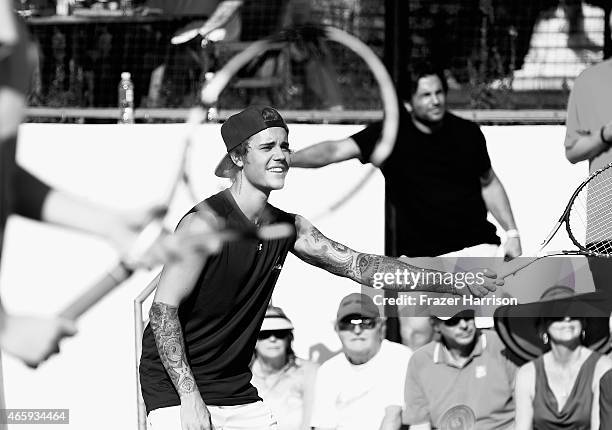 Singer Justin Bieber, performs at the 11th Annual Desert Smash Hosted By Will Ferrell Benefiting Cancer For College at La Quinta Resort and Club on...