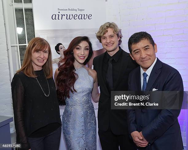 Fashion designer Nicole Miller, 2014 Olympic Gold Medal Ice Dancing champions Meryl Davis and Charlie White and Airweave President and CEO Motokuni...