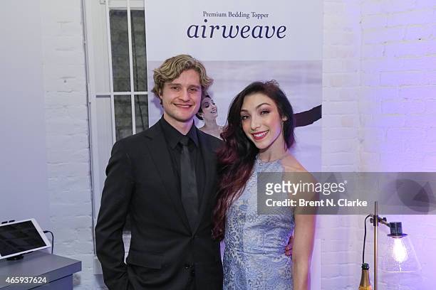 Olympic Gold Medal Ice Dancing champions Meryl Davis and Charlie White attend the Airweave Soho Store Opening at Airweave on March 11, 2015 in New...