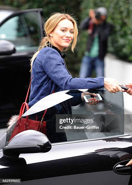 Hilary Duff is seen valeting her car at Cecconi's restaurant on January 30, 2014 in Los Angeles, California.