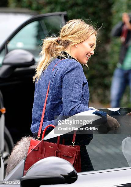 Hilary Duff is seen valeting her car at Cecconi's restaurant on January 30, 2014 in Los Angeles, California.