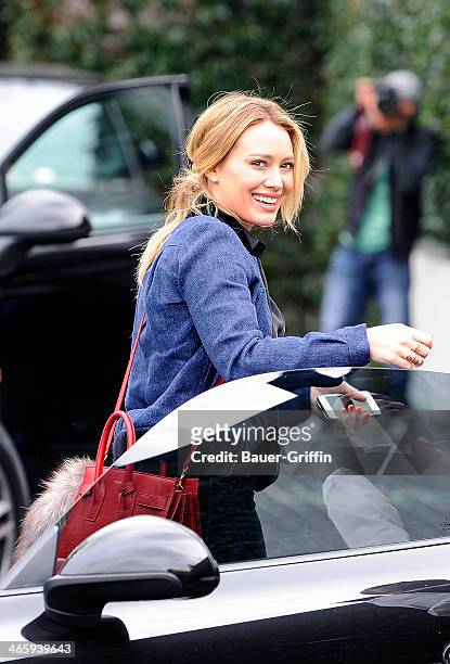 Hilary Duff is seen valeting her car at Cecconi's restaurant on January 30, 2014 in Los Angeles, California.