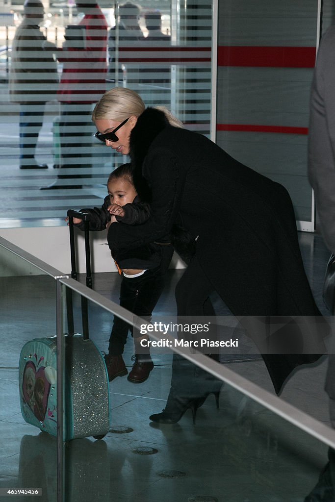 Kim Kardashian West and North West Sighting at Charles-de-Gaulle Airport