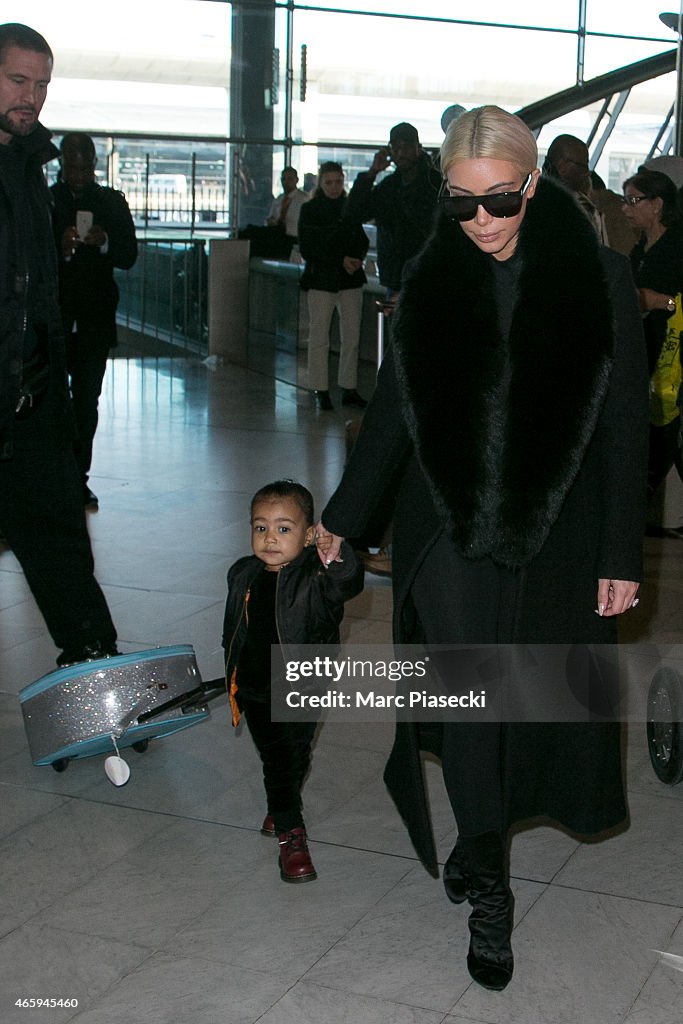 Kim Kardashian West and North West Sighting at Charles-de-Gaulle Airport