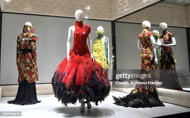 Preview photocall for the "Alexander McQueen: Savage Beauty" exhibition at the Victoria & Albert Museum on March 12, 2015 in London, England.