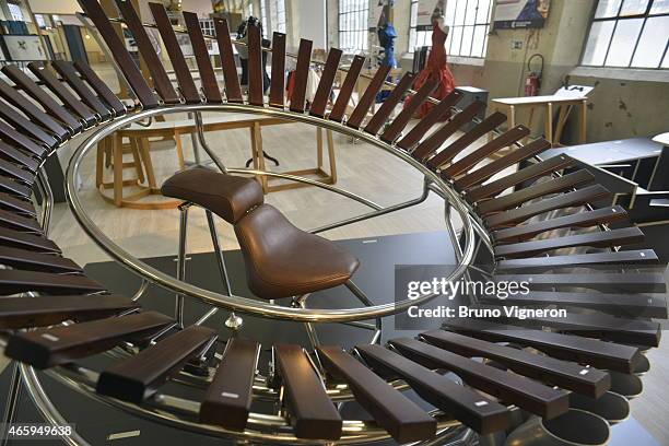 Marimba 'Fujin' is displayed during the Biennale International Design Saint-Etienne 2015 on March 11, 2015 in Saint-Etienne, France. This marimba is...