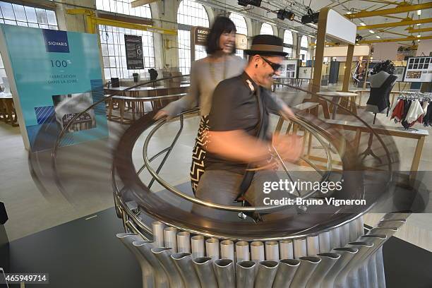 Marimba 'Fujin' is performed during the Biennale International Design Saint-Etienne 2015 on March 11, 2015 in Saint-Etienne, France. This marimba is...