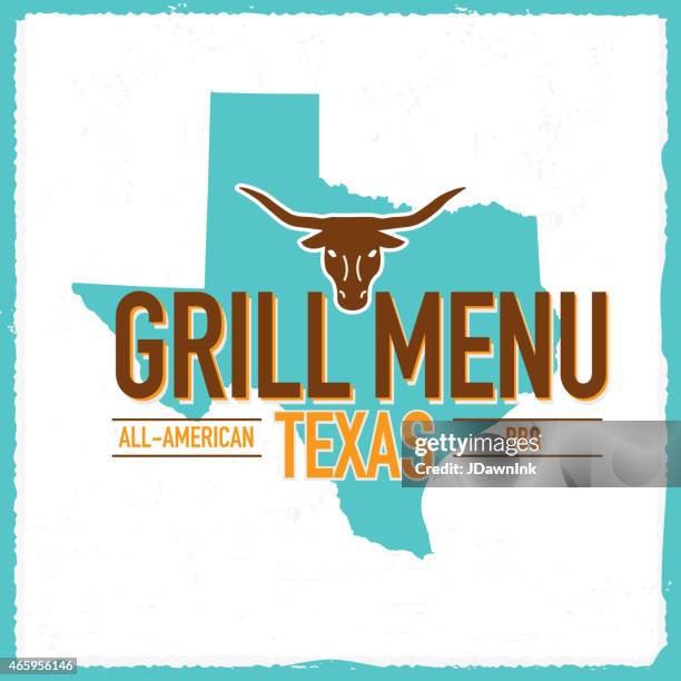 grill menu design template state of taxes bull head - texas bbq stock illustrations