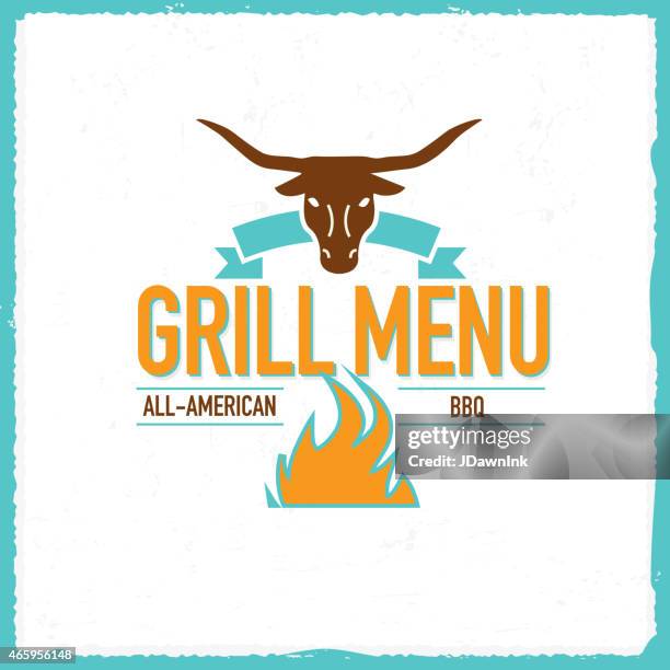 grill menu design template longhorn bull - beef cattle stock illustrations