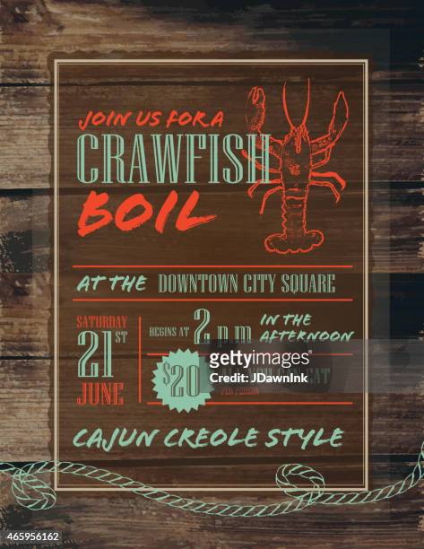crawfish boil invitation design template red and turquoise - caribbean culture stock illustrations