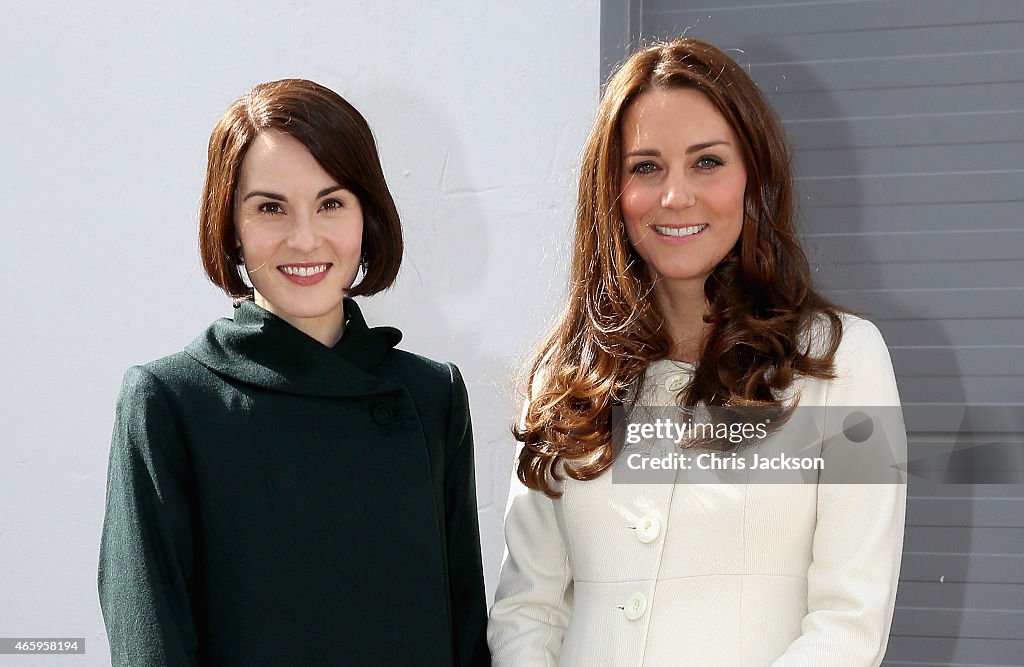 The Duchess Of Cambridge Visits The Set Of Downton Abbey At Ealing Studios
