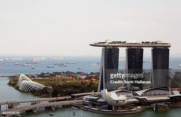 View of the Marina Bay Sands and the Singapore River on March 9, 2015 in Singapore.