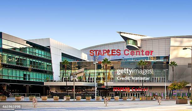 staples center sports arena in downtown los angeles - stadium entrance stock pictures, royalty-free photos & images