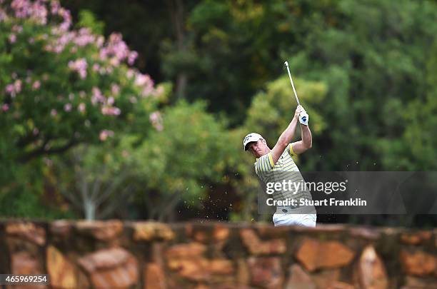 David Horsey of England plays a shot during the first round of the Tshwane Open at Pretoria Country Club on March 12, 2015 in Pretoria, South Africa.