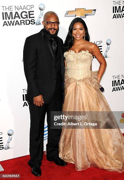 Actor Rockmond Dunbar and actress Maya Gilbert arrives for the 44th NAACP Image Awards held at the Shrine Auditorium on February 1, 2013 in Los...