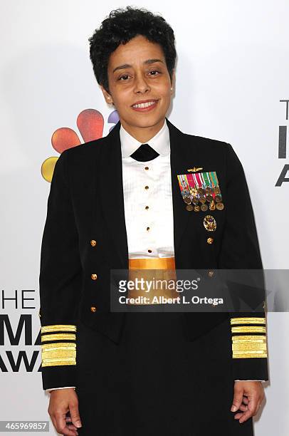 United States Navy Vice Admiral Michelle Janine Howard arrives for the 44th NAACP Image Awards held at the Shrine Auditorium on February 1, 2013 in...