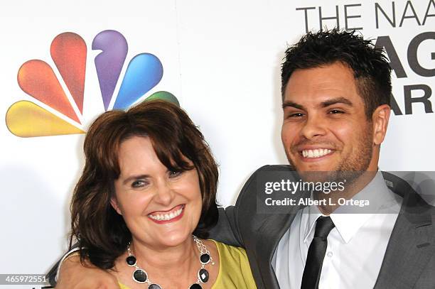 Actor Erik Valdez and mother arrive for the 44th NAACP Image Awards held at the Shrine Auditorium on February 1, 2013 in Los Angeles, California.