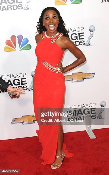 Actress Shanola Hampton arrives for the 44th NAACP Image Awards held at the Shrine Auditorium on February 1, 2013 in Los Angeles, California.