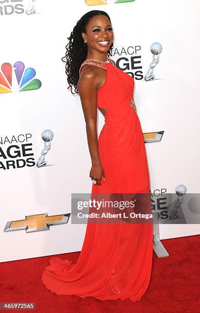 Actress Shanola Hampton arrives for the 44th NAACP Image Awards held at the Shrine Auditorium on February 1, 2013 in Los Angeles, California.