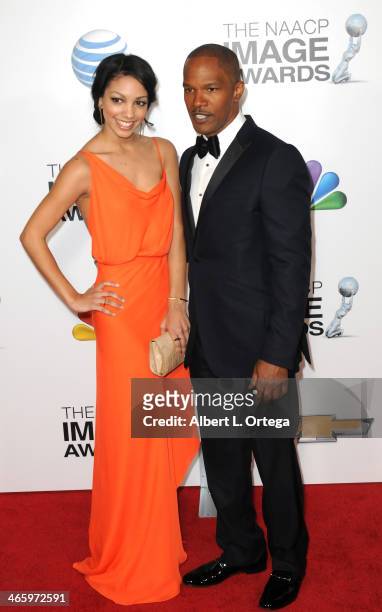Actor Jamie Foxx and daughter Corinne Bishop arrive for the 44th NAACP Image Awards held at the Shrine Auditorium on February 1, 2013 in Los Angeles,...