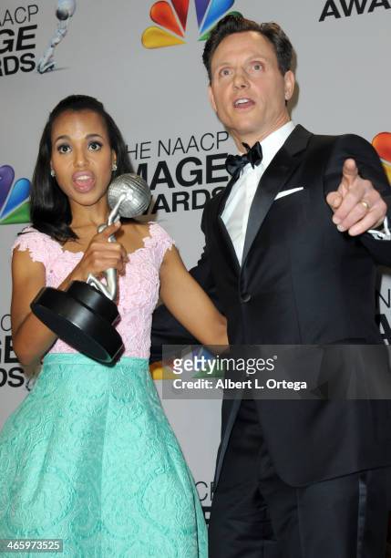 Actress Kerry Washington and actor Tony Goldwyn pose inside the press room of the 44th NAACP Image Awards held at the Shrine Auditorium on February...
