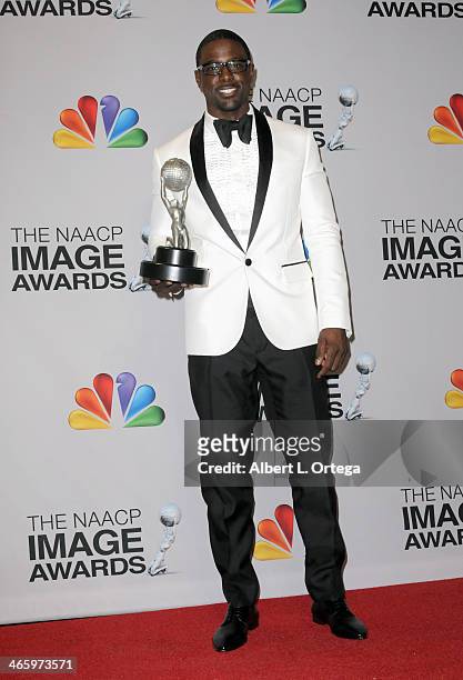 Actor Lance Gross poses inside the press room of the 44th NAACP Image Awards held at the Shrine Auditorium on February 1, 2013 in Los Angeles,...