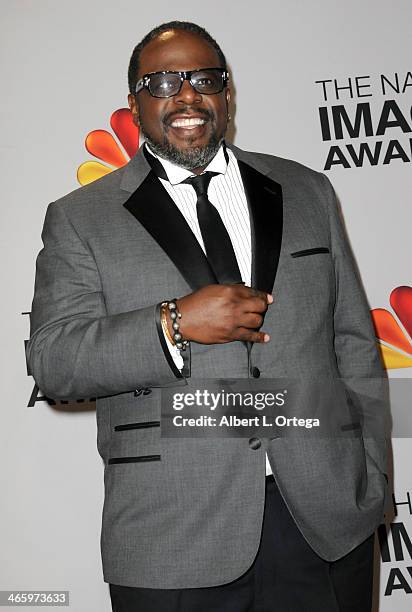 Actor Cedric the Entertainer poses inside the press room of the 44th NAACP Image Awards held at the Shrine Auditorium on February 1, 2013 in Los...