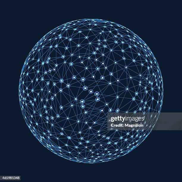 global communication sphere - sphere grid stock illustrations
